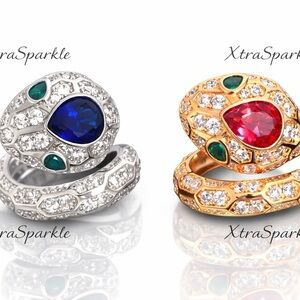 Gold and Red Snake Ring